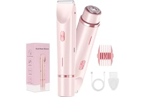 CheckSimple Bikini Trimmer for Women,Dermave Bikini Shaver,2-in-1 Electric Razors for Women(Pale Pink)