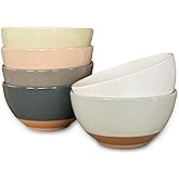 Mora Ceramic Small Dessert Bowls - 16oz, Set of 6 - Microwave, Oven and Dishwasher Safe, For Rice, Ice Cream, Soup, Snack, Cereal, Chili, Side Dishes etc - Microwavable Kitchen Bowl, Assorted Neutrals