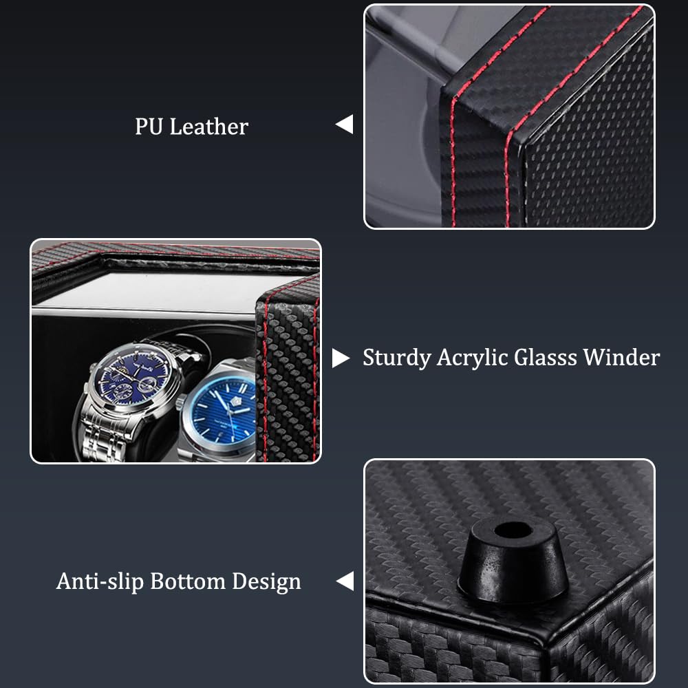 Watch Winder for Automatic Watches,Automatic Watch Winder Box,Double Watch Winder with Quiet Japanese Motor,USB Type C