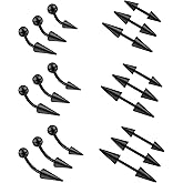 ZS 18Pcs Spike Eyebrow Piercing Jewelry, 16G Curved Barbell Vertical Labret Lip Rings, Spike Tragus Helix Earrings Rook Nose Bridge Rings for Women Men