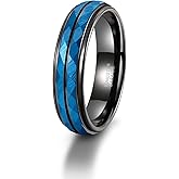 TRUMIUM 6mm Mens Wedding Band Blue Tungsten Carbide Rings for Men Women Hammered Multi-faceted Matte Finished Engagement Promise Couple Rings Size 6-12