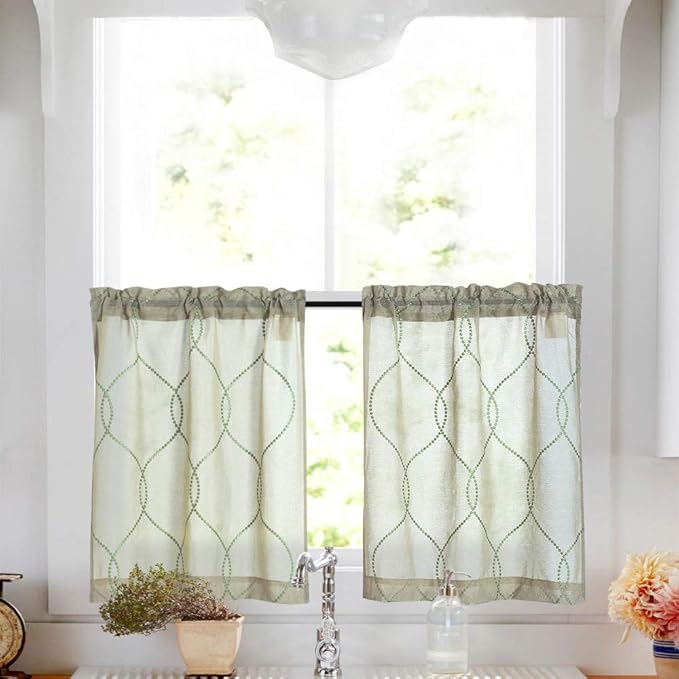 Vangao Tier Curtains for Kitchen Windows 45 inches Long