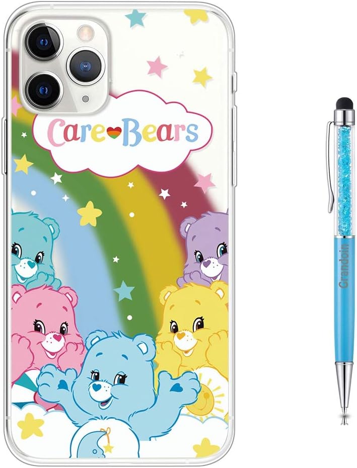 Grandoin Compatible with iPhone 11 Pro Max Case (6.5 Inches), Ultra Slim Chic Cute Pattern Transparent Soft Silicone Gel TPU Rubber Bumper Shockproof Full-body Protective Cover Case (Care Bears)