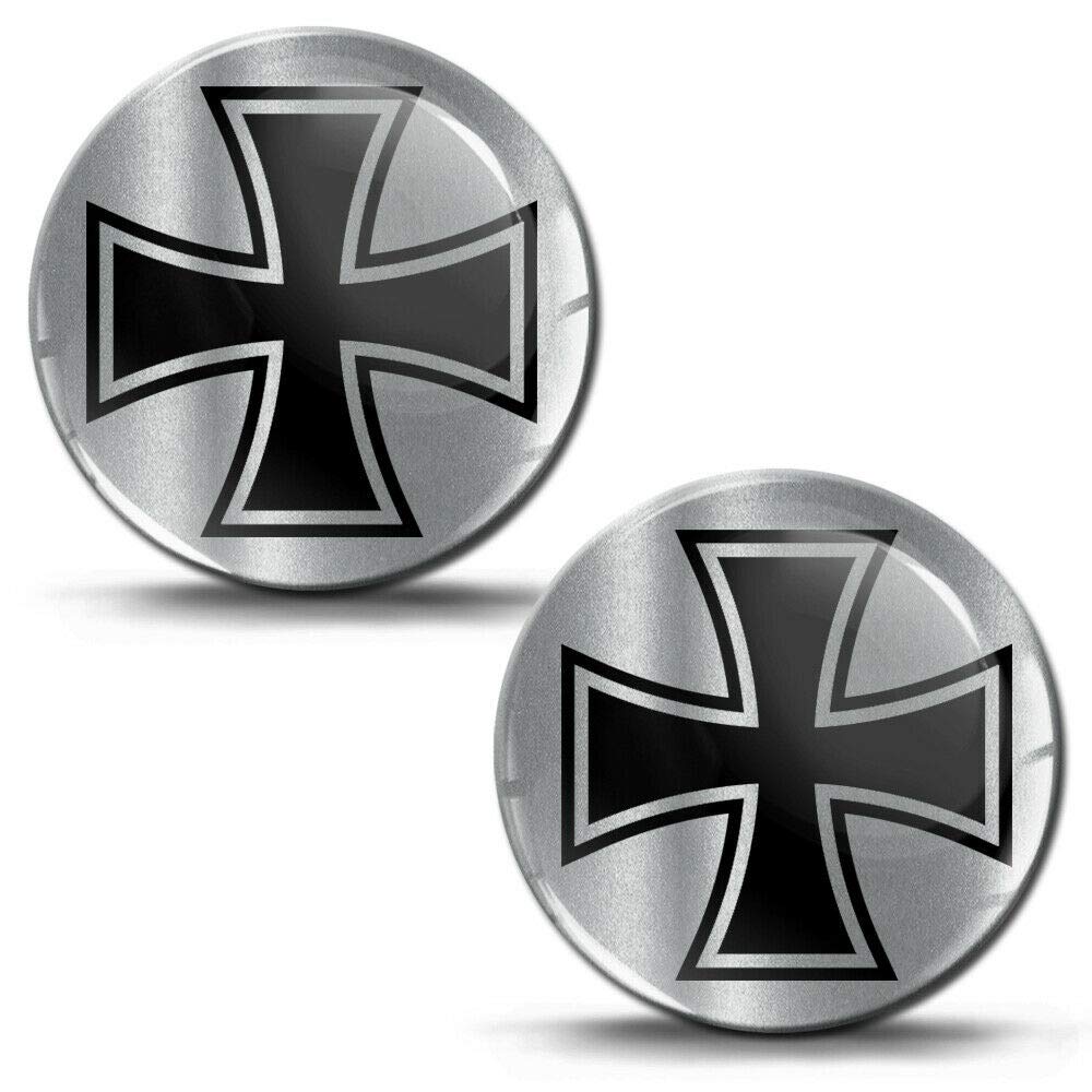 Biomar Labs 2 x 3D Gel Silicone Stickers Bumper Sticker Decals Badge Emblem Tuning for Car Motorcycle Helmet Bike Phone Laptop Window (Silver Black KS 189)