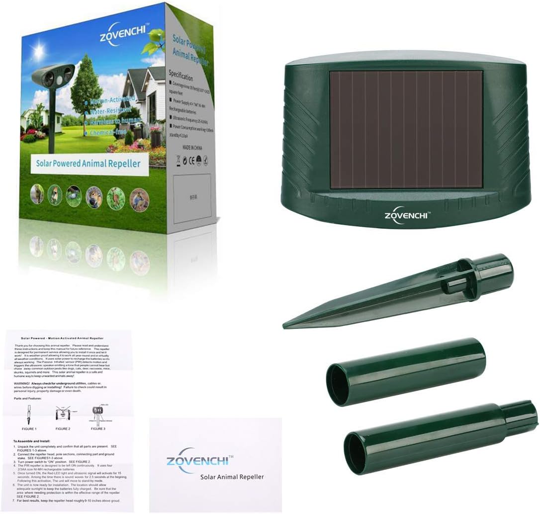 Solar Animal Repeller, Outdoor Motion Detector& Flashing Light, Dog, Cat Repellent, Squirrel, Raccoon, Skunk, Rat, Mole, Deer, Rabbit : Garden & Outdoor