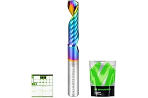 SHARPRO O Flute Upcut Spiral Router Bit 1/4 Inch Shank 1/4" Cutting Dia. 1" CL. 2-1/4"OVL. Carbide Single Flute CNC Router Bi