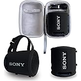RAWECUD Silicone Cover and Hard Case for Sony SRS-XB13/XB100 Extra BASS Wireless Portable Compact Speaker, Carrying Cover Case for Sony SRS XB13 Speaker Accessories (Black/Grey)