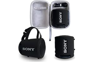 RAWECUD Silicone Cover and Hard Case for Sony SRS-XB13/XB100 Extra BASS Wireless Portable Compact Speaker, Carrying Cover Case for Sony SRS XB13 Speaker Accessories (Black Cover + Grey Case)