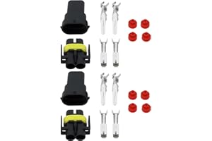 YINETTECH 2Sets 2-Pin Male Female Connectors with Terminals Suitable for Most H11 H9 H8 Headlights