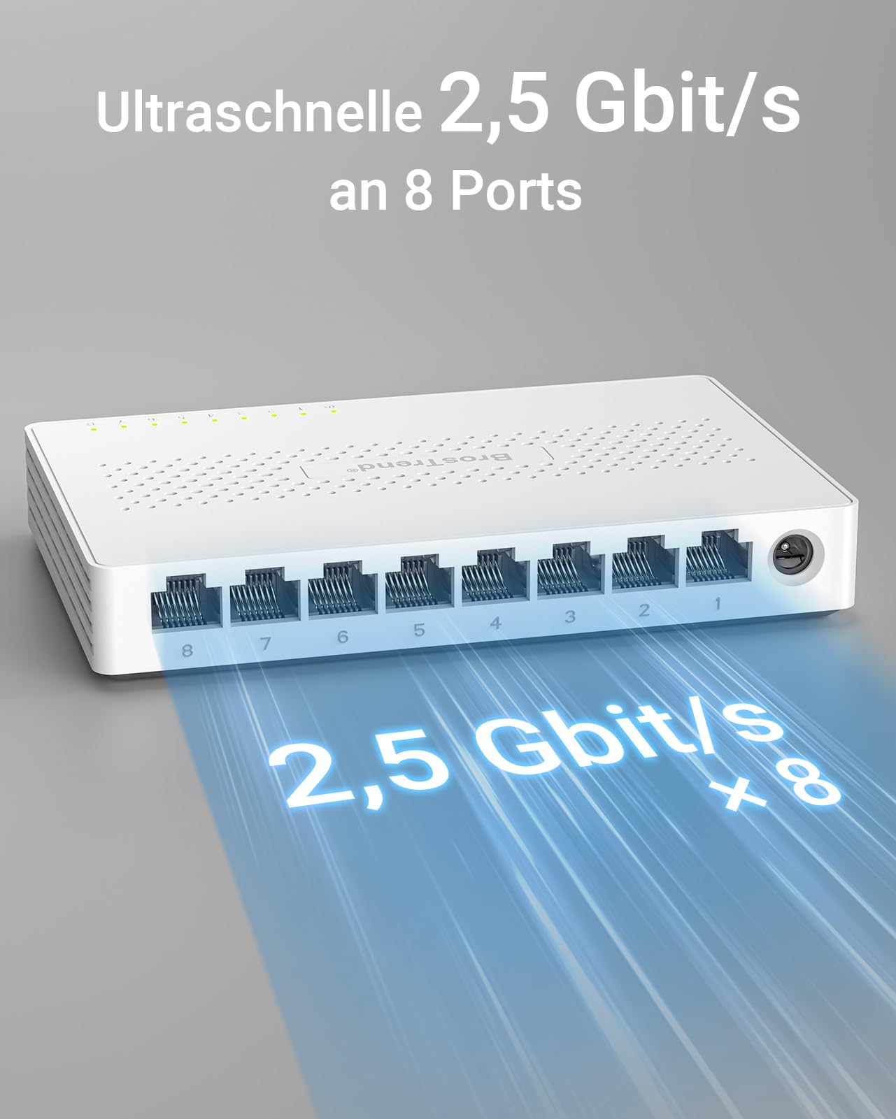 BrosTrend 8X 2.5-Gigabit Ports Ethernet Netzwerk Switch Unmanaged Splitter 2
