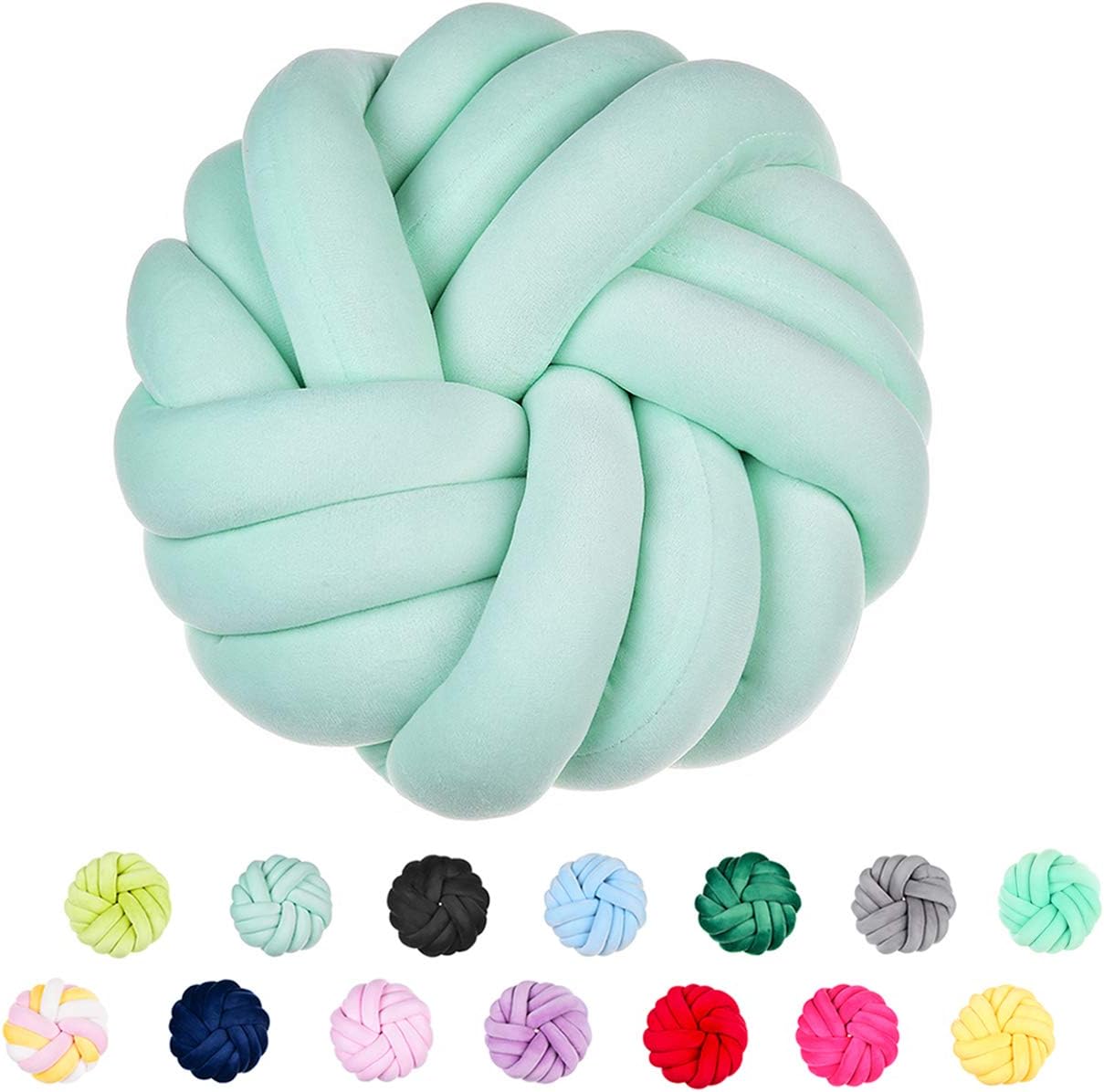 ZANYB Short Plush Throw Pillow, Creative Knot Round Pillow Flower Cushion Sofa Lumbar Pillow Household Decorative Pillow, Bed Sofa Home Office Decoration 14x14 Inches, Aqua