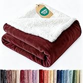 Sherpa Fleece Blanket Queen Size - Reversible Sherpa Fleece Queen Blanket - Super Soft Double Sided for Bed, Sofa, Couch - Thick, Warm, and Plush - Luxurious Bedding for Winter - Burgundy, 90" x 90"
