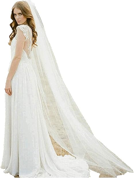 Shindress 1 Tier Wedding Bridal Cathedral Veil Drop Veil Hair Comb