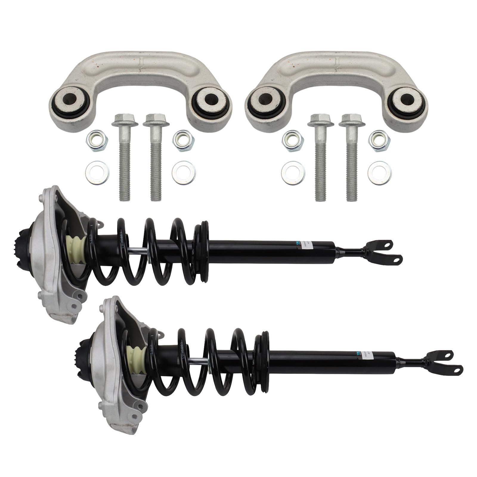 TRQ Front Suspension Kit Shock & Spring Strut Assembly Sway Bar Stabilizer Link Compatible with 2006-2011 Audi A6 2005-2011 A6 Quattro
