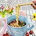 Whitenesser Asian Porcelain Noodle Bowls with Lid Japanese Style Microwavable Ceramic Ramen Bowl with Lid (Blue)