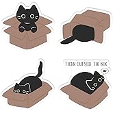 Kawaii Black Cat in A Box Stickers 3'' Waterproof Decal for Journaling Laptop Kindle Water Bottle Stanley Cup Bumper (4Pcs)