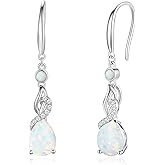 FANCIME Teardrop Dangle Drop Earrings 925 Sterling Silver Pear Gemstone Birthstone Earring Fine Jewelry Birthday Gifts for Women
