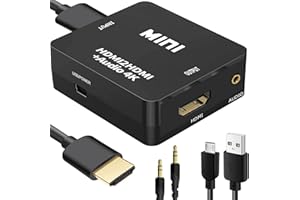 JUEJUEZI HDMI Audio Extractor, 4K to HDMI Splitter 3.5mm AUX Audio 1080P, Compatible for TV, PC, PS3/4/5, Blu-ray/DVD/HD Player, Projector, Sound System, Xbox, Switch, Black
