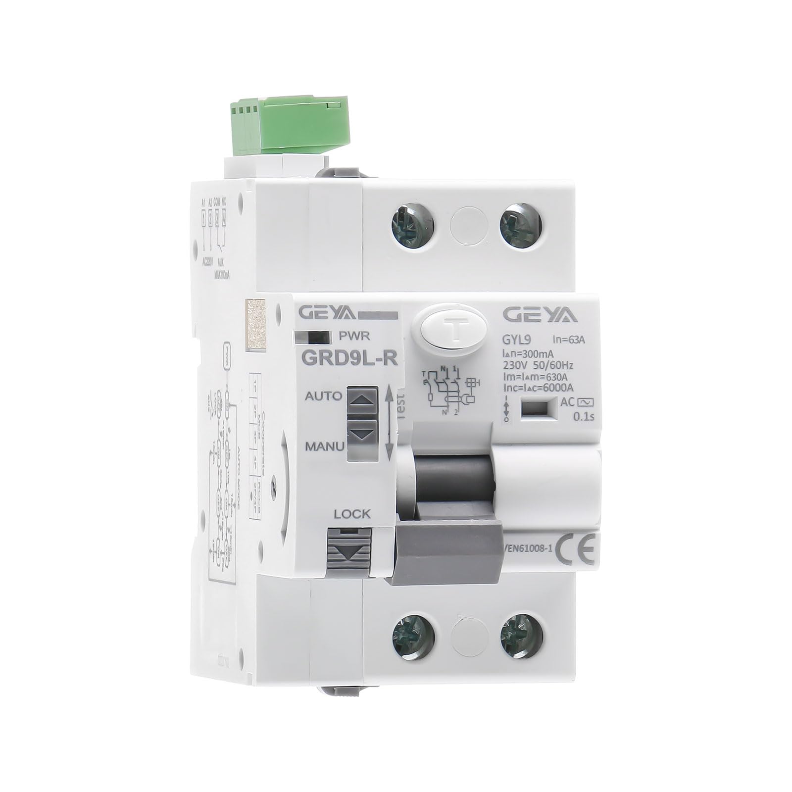 GEYA Auto Reclosing Device Circuit Breaker 63A RCD AC Type (Auto Recloser AC220V+RCCB 2P-63A-300mA)