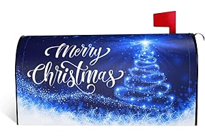 DADABULIU Mailbox Covers Merry Christmas Blue Snow Tree Magnetic Letter Post Box Cover Standard Size 21 x 18 Inch Garden Yard Home Decorative