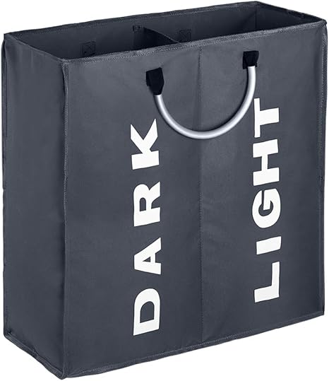 IHOMAGIC Wäschesortierer 2 Fächer Faltbarer Wäschekorb Sortierer Hell