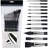 ARTIFY 12 Pieces Watercolor Paint Brushes, Intermediate Series, Synthetic Nylon Brushes for Watercolor, Acrylic, Gouache & Oi