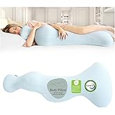 HONEHO Mermaid Body Pillows for Adults, Cooling Long Pillow for Bed, One Piece Full Body Pillow, Big Memory Foam Firm Body Pillow for Side Sleepe, Soft Hugging Bodypillow for Pregnancy