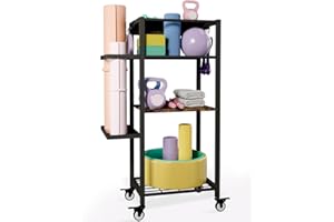 Ardier Yoga Mat Storage Rack with Wheels, 3 Tier Home Gym Workout Equipment Organizer for Dumbbells, Kettlebells, Foam Rollers