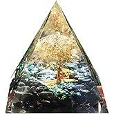 Tree of Life Orgonite Pyramid Kit White Quartz with Obsidian Stone Positive Reiki Energy Generator Crystal Healing Orgone Collection Wealth Lucky Meditation Tool