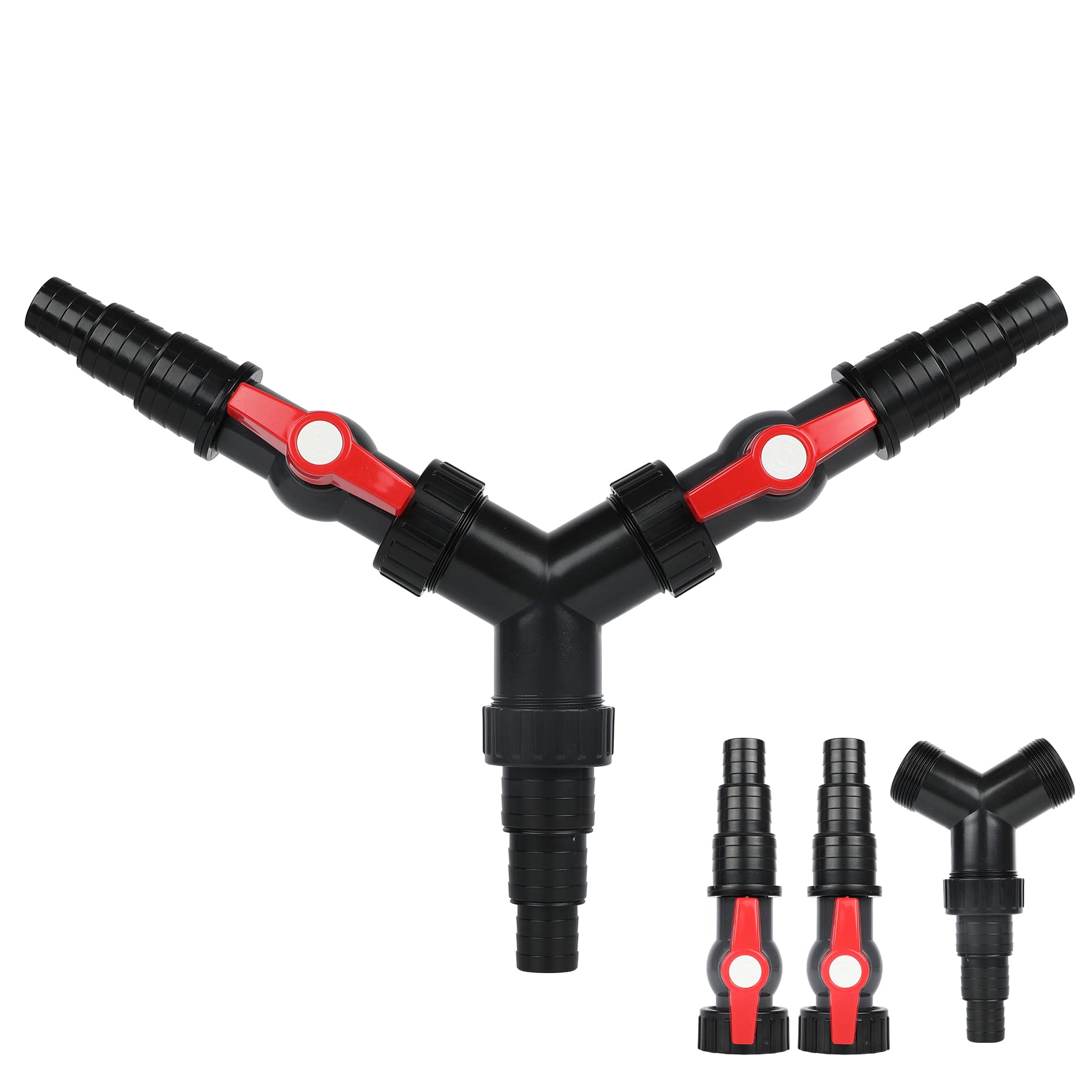 everfarel 'Y Splitter Step Connector 20/25/32/38 mm with 2 Shut-Off Valves Wasserverteiler for Pond Pumps and Streams (CST-2F)