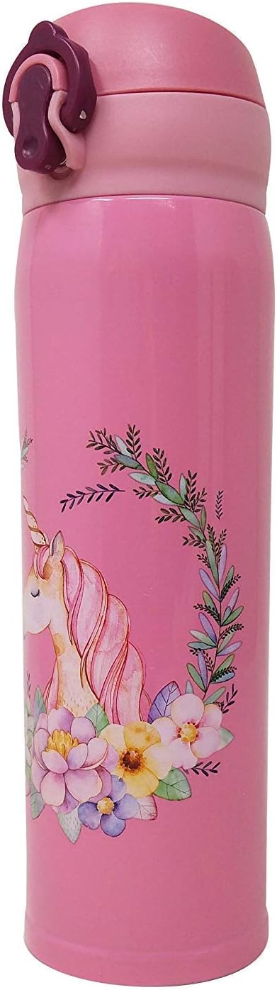 SPODBRO Vacuum Unicorn Water Bottle Stainless Steel for Kids and Girls (500ml)