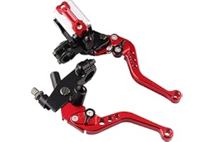 PACEWALKER Universal Motorcycle 7/8" 22mm Handlebar Brake Master Cylinder Clutch Lever CNC Left & Right Set for Honda Kawasaki Suzuki Yamaha red