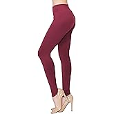 ALWAYS Soft Leggings for Women - High Waisted Tummy Control Compression Yoga Workout Pants Burgundy Plus