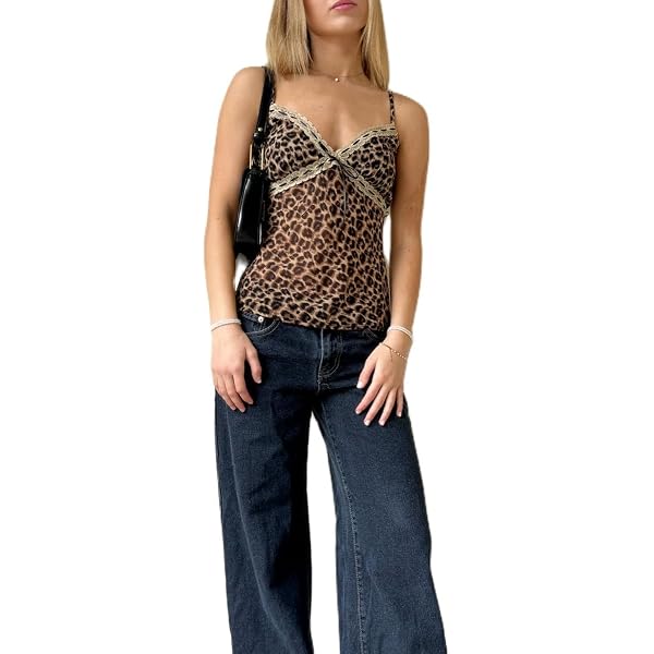 Polka Dot & Plaid Y2K Babydoll Tank Top For Women - Lace Trim Spaghetti Strap Crop Cami Summer Top