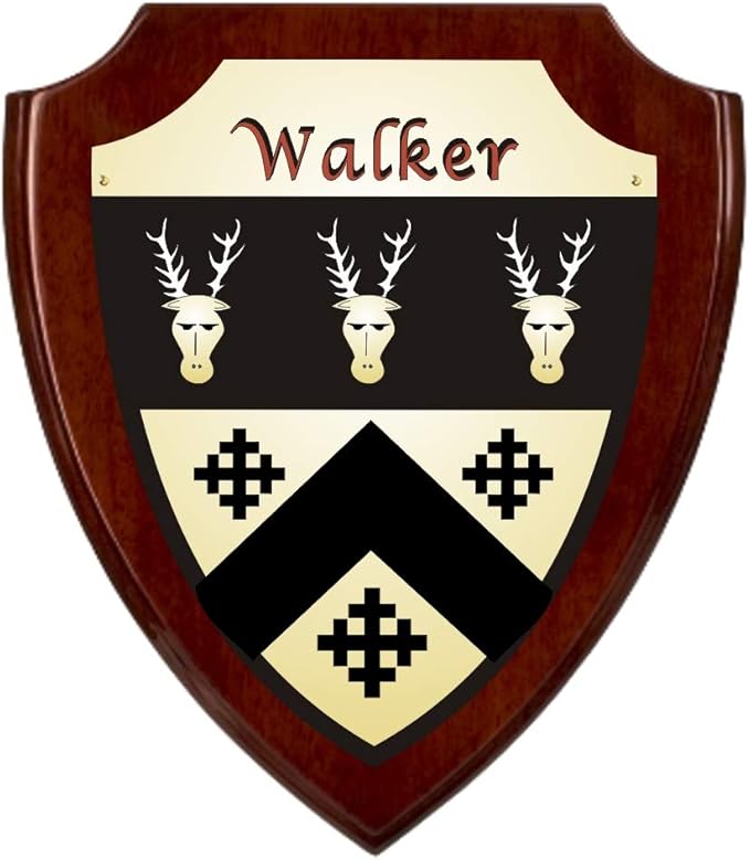 Walker Irish Coat of Arms Shield Plaque Rosewood Finish