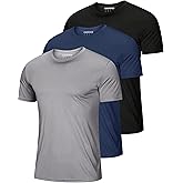 MAGCOMSEN 3 Pack Men's Short Sleeve Quick Dry Shirts Moisture Wicking UPF 50+ Athletic Running Gym Workout Swim T-Shirts