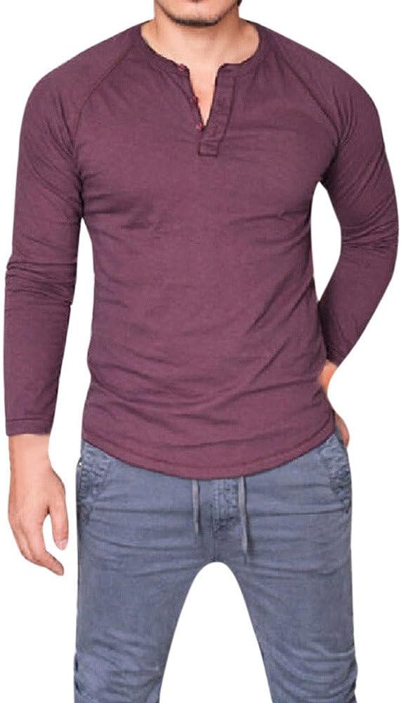 Mens Long Sleeve Tops V Neck Splicing Raglan Sleeve Plain Cotton Casual Pullover T Shirts Jumpers Slim Fit Muscle Tee Blouse Mumustar