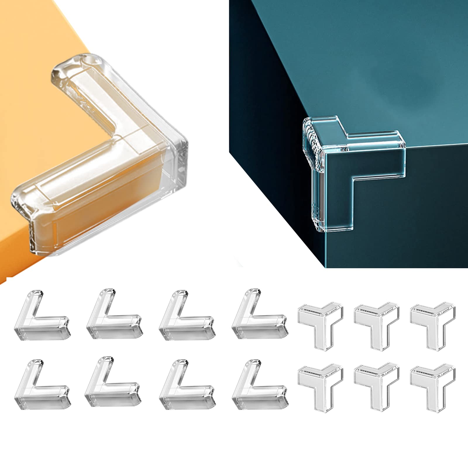 Corner Protector, Baby Proofing Table Corner Guards, Protectors for Furniture Against Sharp Corners （Shape L-10+Shape T-6+Shape R- 6）（22PCS）