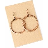 Hammered Open Hoop Copper Dangle Earrings