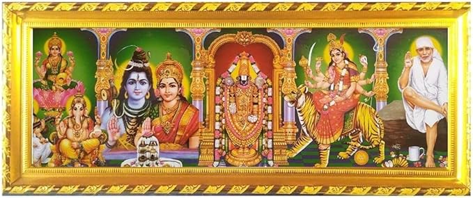 Buy Lalitha Photo Frame Works 5 Gods Photo Frame/Laxmi Ganesh Sarsawati