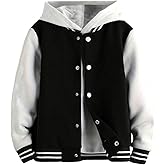 MakeMeChic Boy's Varsity Baseball Bomber Jacket Striped Long Sleeve Color Block Button Down Coats