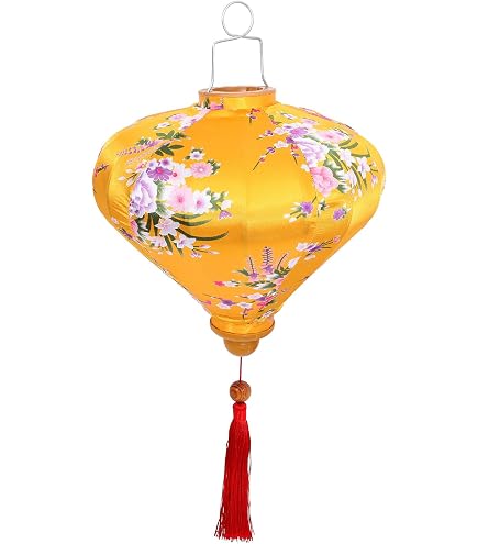 Lanterne Vietnamienne En Soie - 30 Cm Ovale à Fleurs, Pliable - Pour Décoration Fête, Mariage, Nouvel An Chinois - 13