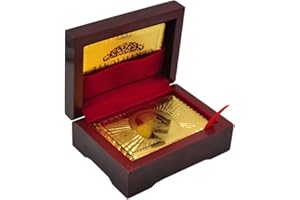 ARMEAR Luxury 24K Gold Foil Poker Playing Cards Deck of Cards with Wooden Gift Box, Premium Waterproof Poker Cards for Party and Card Decks Game, Standard Size