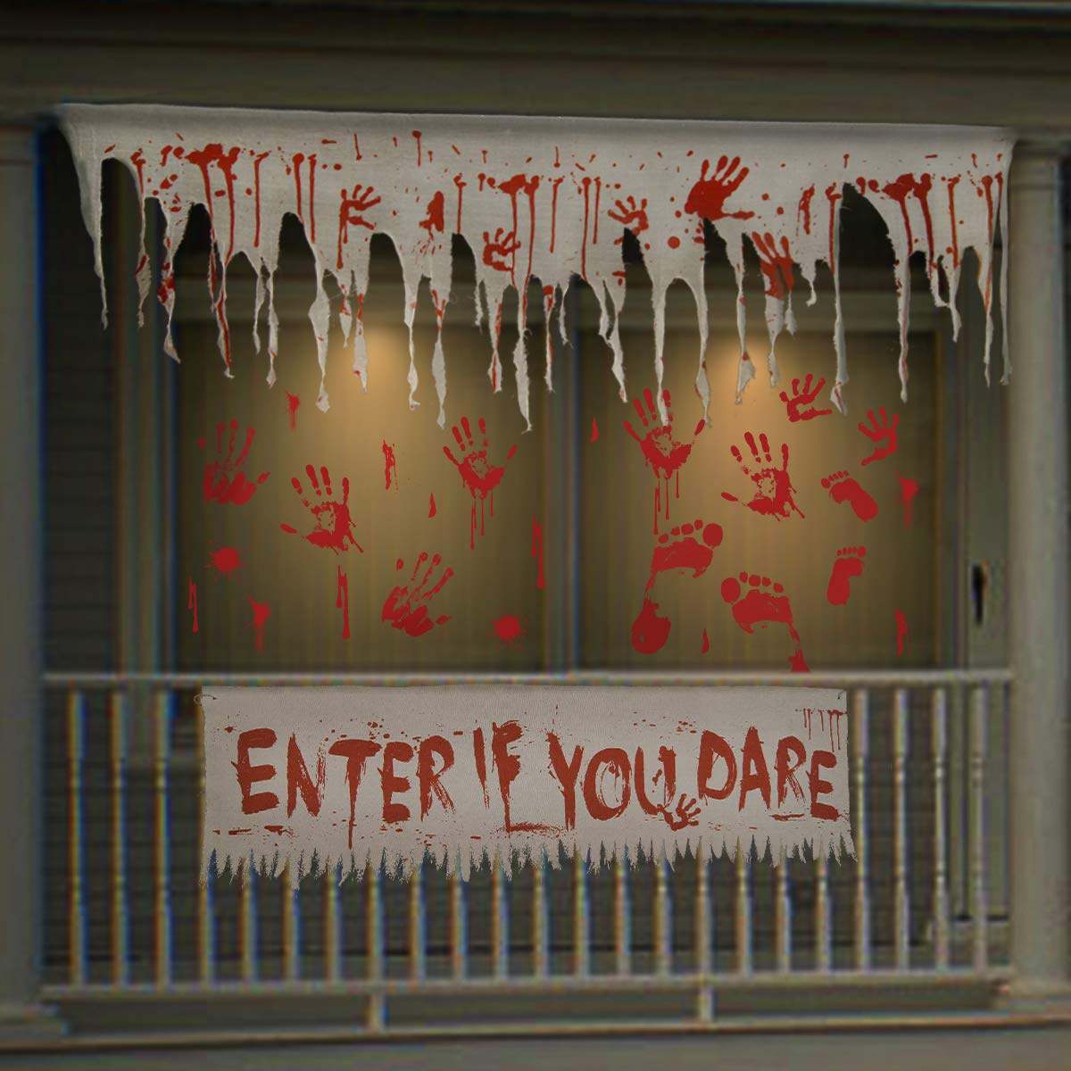 65 X 33 Plastic Haunted Asylum Halloween Dripping Blood Door