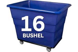 ReadySpace Commercial 16 Bushel Utility Cart with Steel Base, Poly Box Basket Truck, Laundry Cart, and Rolling Trash Bin, 47-Inch x 34.75-Inch x 35.5-Inch, 1000 Pound Weight Capacity, Blue