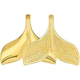 Jewelry America 14k Yellow Gold Elegant Reversible Whale Tail Charm Pendant