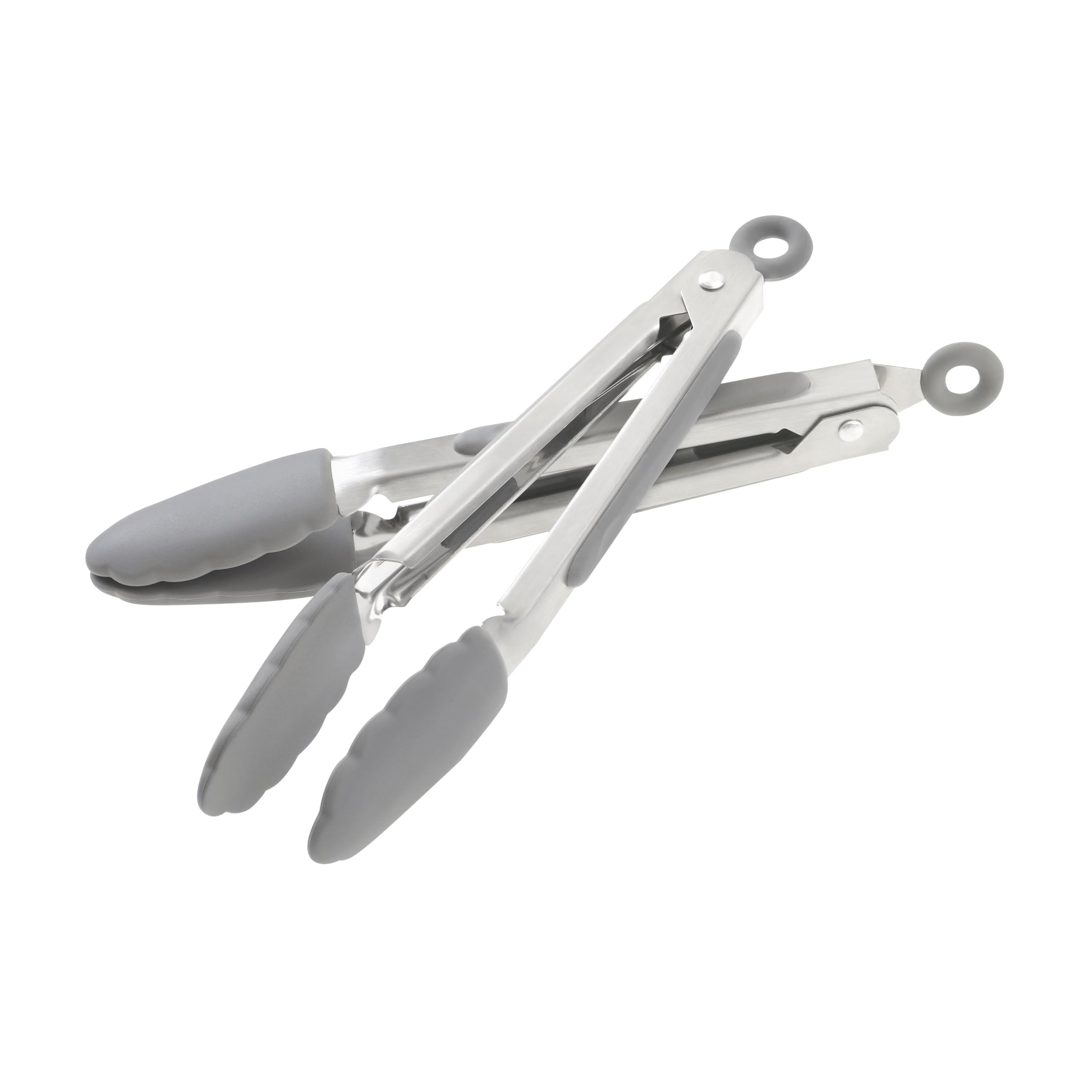 Wiltshire Mini Silicone Kitchen Tongs - 18cm, Set of Two, Cooking & Serving Tongs, Heat-Resistant, Non-Stick, Non-Scratch Tip, Pebble Grey, 21x3.2x2.7cm