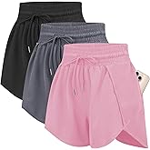 Women's Running Shorts High Waisted Athletic Workout Shorts Gym Quick Dry Casual Shorts with Liner Zipper Pocket