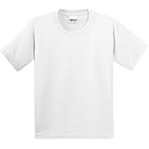 Gildan boys Ultra Cotton T-Shirt(G200B)-WHITE-XS