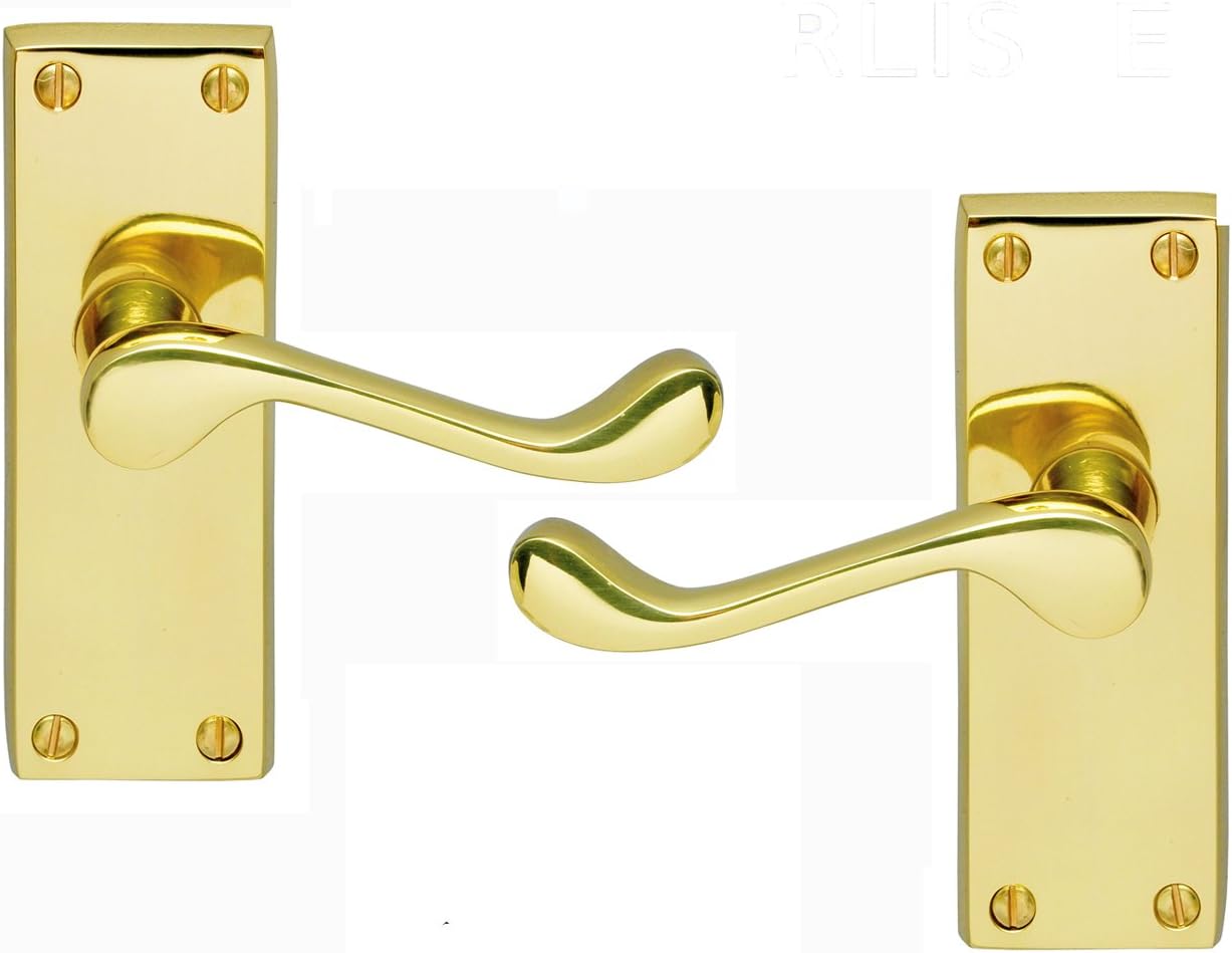 Victorian Scroll Brass Door Handles 2 Pairs of Quality Lever Handles